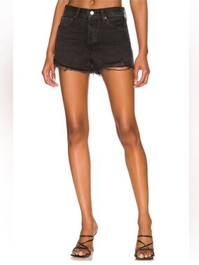 AGOLDE Parker Denim Distressed Black Shorts Size 32